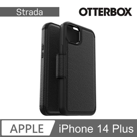 OTTERBOX iPhone 14 Plus Strada步道者系列真皮掀蓋保護殼-黑