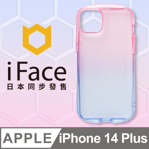 iFace 日本  iPhone 14 Plus Look in Clear Lolly 抗衝擊透色糖果保護殼 - 藍寶蜜桃色