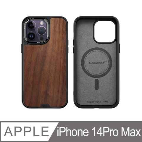 hoda iPhone 14 Pro Max 6.7吋 MagSafe 幻石軍規防摔保護殼-核桃木