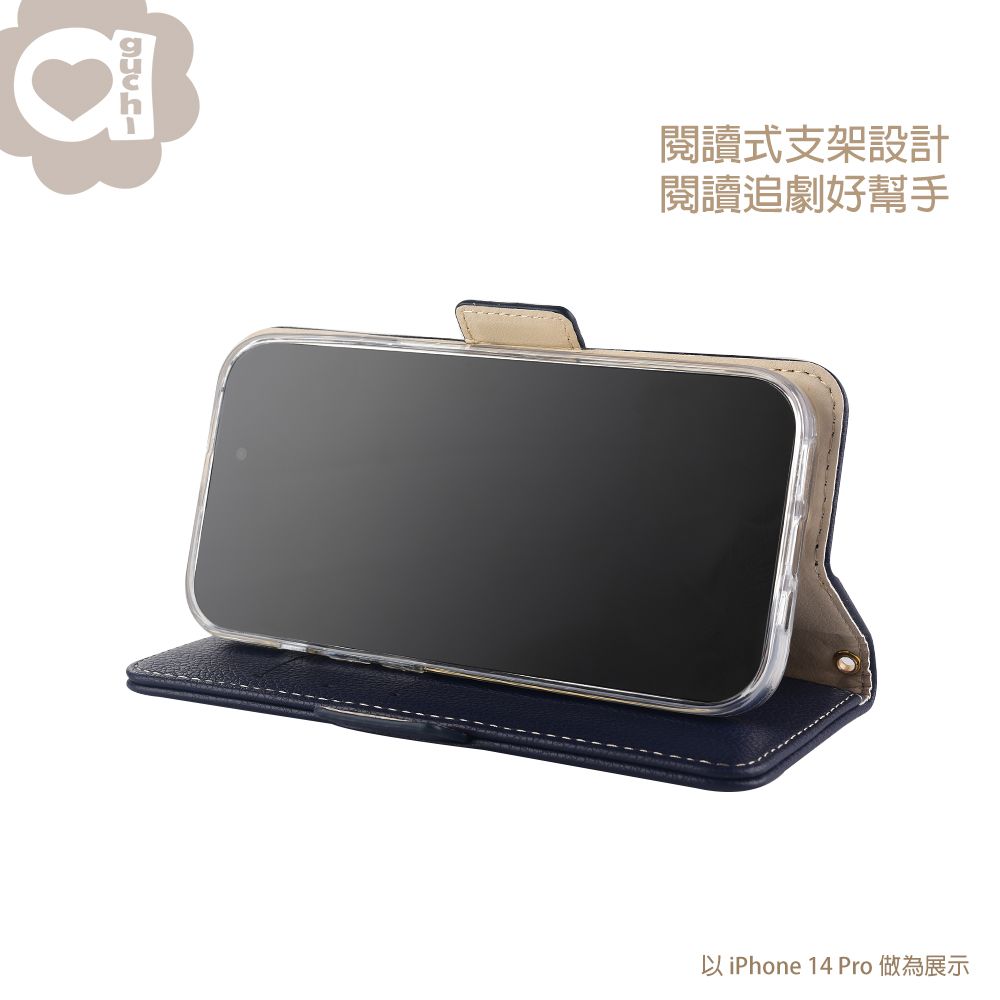 Aguchi 亞古奇   Apple iPhone 14 Pro Max (6.7吋 ) 花語 鉚釘立體花朵手機皮套 頂級柔軟皮革 附皮質璀璨吊飾 - 湛藍