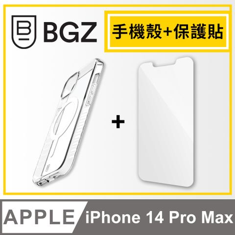 BodyGuardz 【組合價】美國 BGZ iPhone 14 Pro Max Carve 防滑手感防摔殼MagSafe版 + Pure 不卡殼強化玻璃保護貼