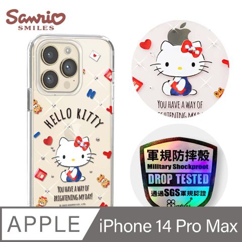 APBS 三麗鷗 iPhone 14 Pro Max 6.7吋輕薄軍規防摔彩鑽手機殼-小熊凱蒂