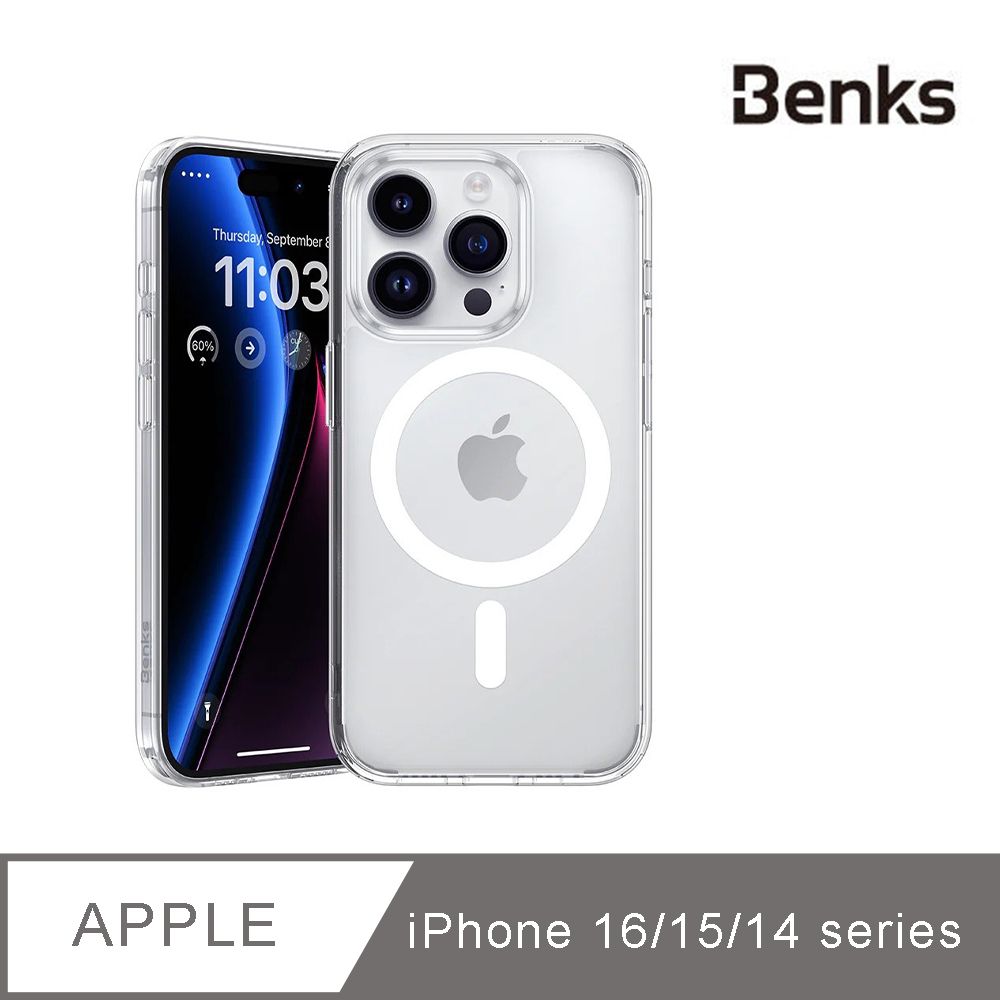 Benks iPhone 16/15/14/Pro/Plus/Pro Max 晶磁防摔磁吸保護手機殼(支援MagSafe 防摔透明殼 防護殼 耐摔殼)