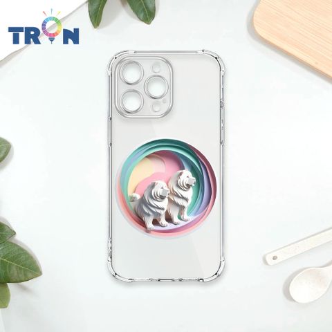 TRON IPhone 14 PRO MAX 可愛紙雕鬆獅犬 四角防摔殼 手機殼