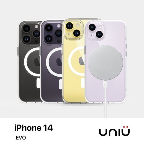 UNIU iPhone 14 系列 EVO 光學透明防摔殼 (兼容 MagSafe)