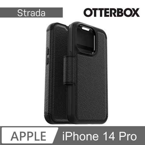 OTTERBOX iPhone 14 Pro Strada步道者系列真皮掀蓋保護殼-黑