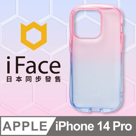 iFace 日本  iPhone 14 Pro Look in Clear Lolly 抗衝擊透色糖果保護殼 - 藍寶蜜桃色