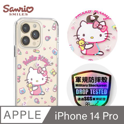 APBS 三麗鷗 iPhone 14 Pro 6.1吋輕薄軍規防摔彩鑽手機殼-愛心凱蒂