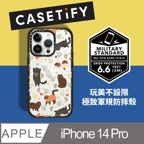 Casetify iPhone 14 Pro 耐衝擊透黑-貓咪樂園