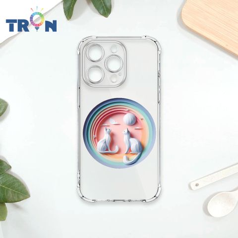 TRON IPhone 14 PRO 可愛紙雕貓咪 四角防摔殼 手機殼