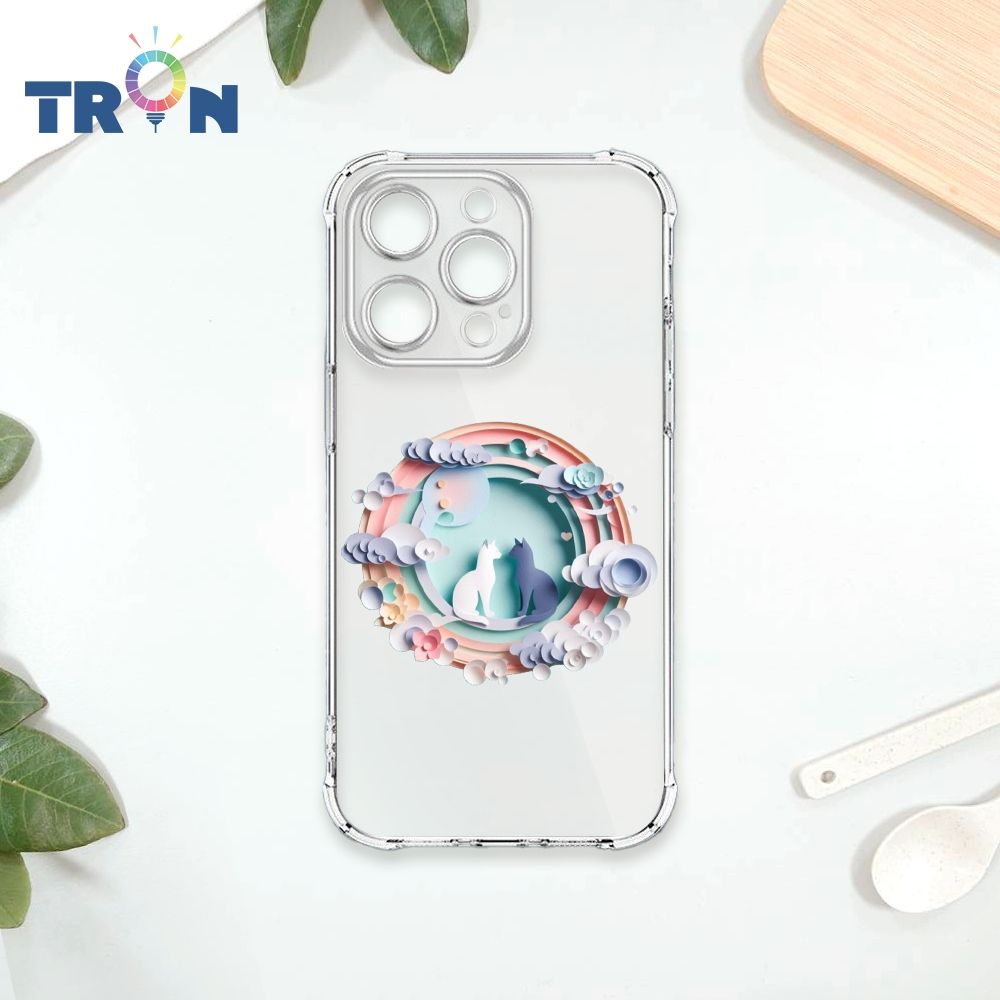  TRON IPhone 14 PRO 可愛紙雕貓咪 四角防摔殼 手機殼