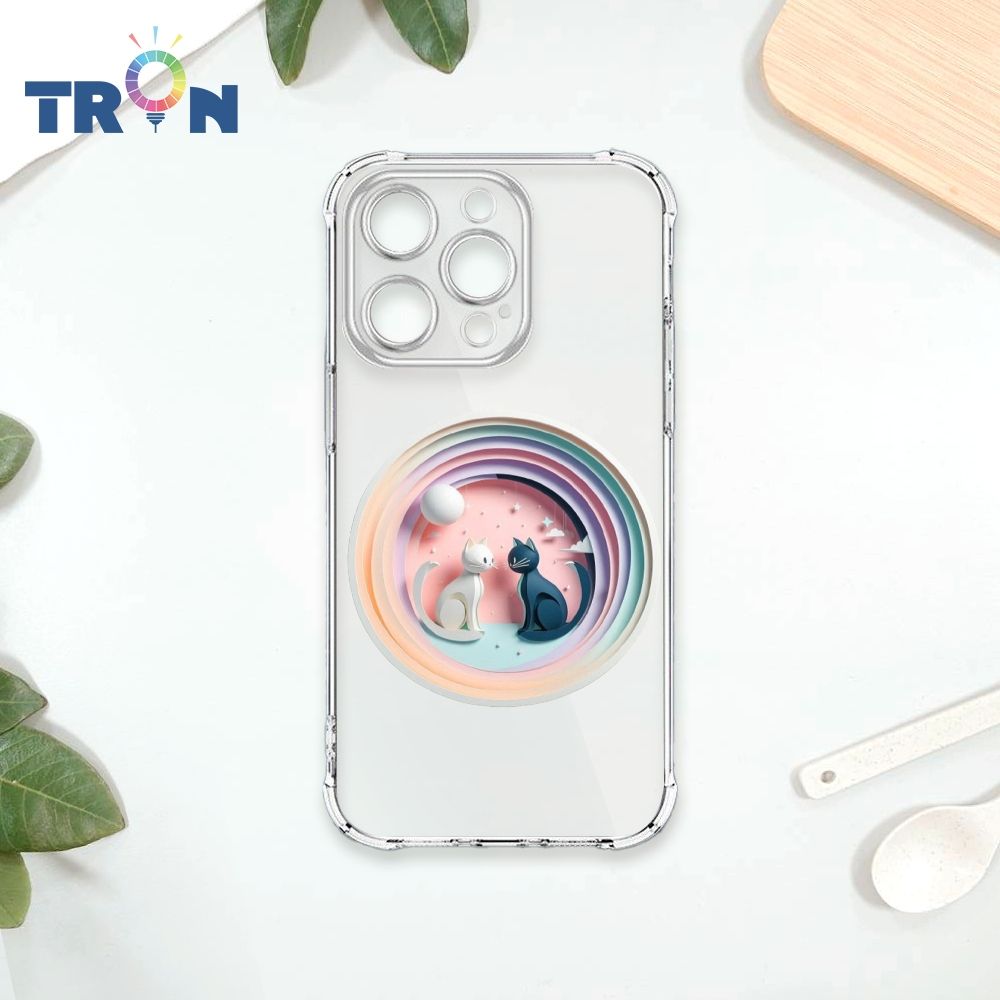  TRON IPhone 14 PRO 可愛紙雕貓咪 四角防摔殼 手機殼