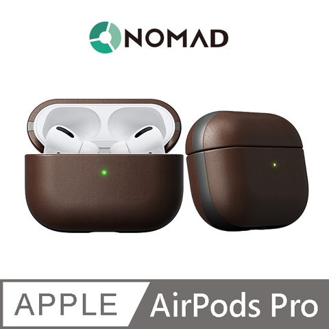 美國NOMADxHORWEEN AirPods Pro專用皮革保護收納盒-經典棕色➟藍牙配對免拆卸適用於Apple AirPods Pro