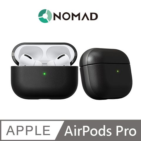 美國NOMADxHORWEEN AirPods Pro專用皮革保護收納盒-經典黑色➟藍牙配對免拆卸適用於Apple AirPods Pro