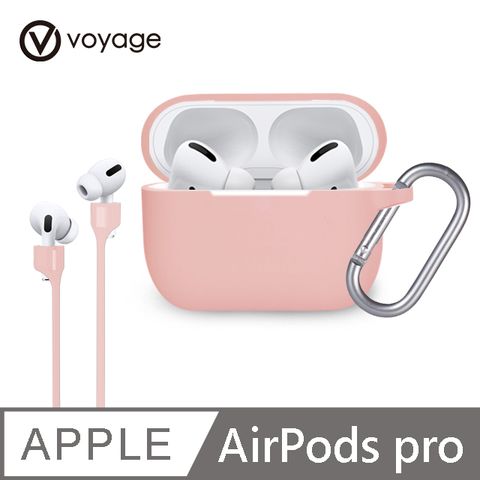 VOYAGE AirPods Pro 液態矽膠防摔保護套-粉附掛鈎/掛繩適用於Apple AirPods Pro