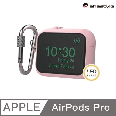 AHAStyle AirPods Pro 1代 掛鉤款矽膠保護套 Apple Watch造型 經典設計款 粉色