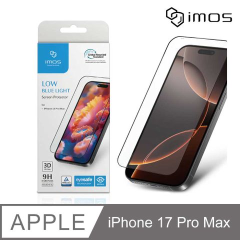 iMOS Apple iPhone 17 Pro Max 6.9吋 美國UL認證 3D透明RPF80低藍光黑邊螢幕保護貼
