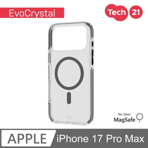 Tech21 iPhone 17 Pro Max 6.9吋 EvoCrystal 磁吸晶核透明防摔保護殼-透黑