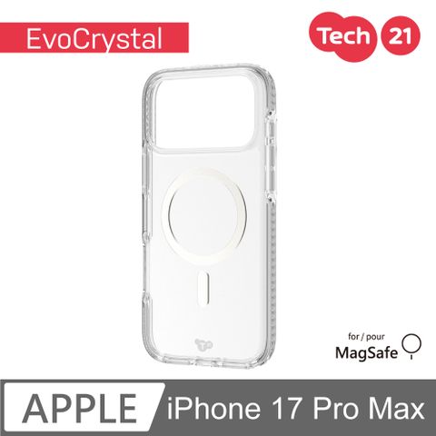 Tech21 iPhone 17 Pro Max 6.9吋 EvoCrystal 磁吸晶核透明防摔保護殼-透銀