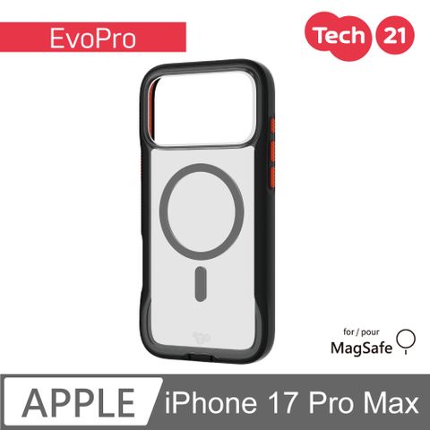 Tech21 iPhone 17 Pro Max 6.9吋 EvoPro 磁吸極境透明防摔保護殼-透黑