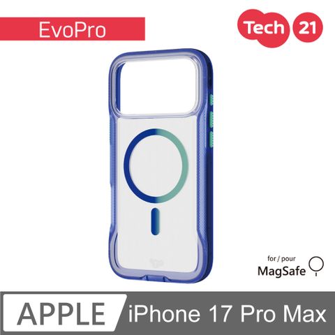 Tech21 iPhone 17 Pro Max 6.9吋 EvoPro 磁吸極境透明防摔保護殼-透藍