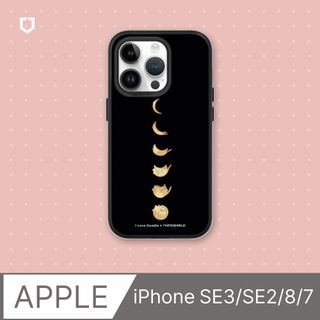 【犀牛盾】iPhone SE3/SE2/8/7系列SolidSuit防摔背蓋手機殼∣ilovedoodle-貓咪月象-黑(多色可選)