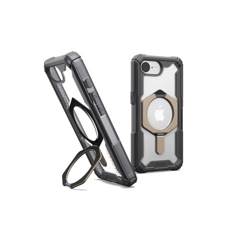 UAG iPhone 16e 磁吸耐衝擊支架經典保護殼-透灰(鈦灰圈)