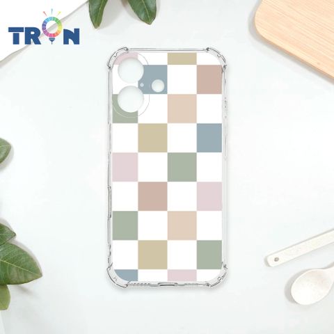 TRON iPhone 16 莫蘭迪色簡約格子A款 四角防摔殼 手機殼