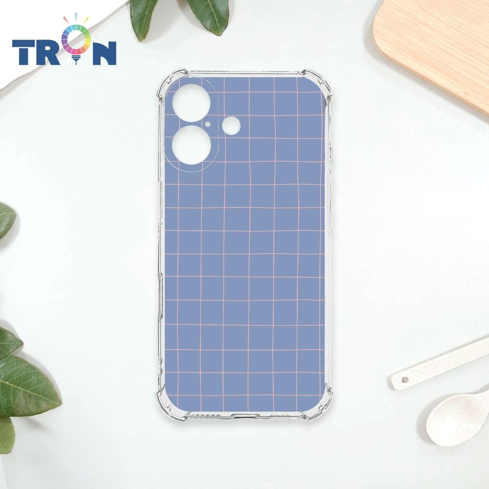  TRON iPhone 16 手繪簡約方格紋B款 四角防摔殼 手機殼