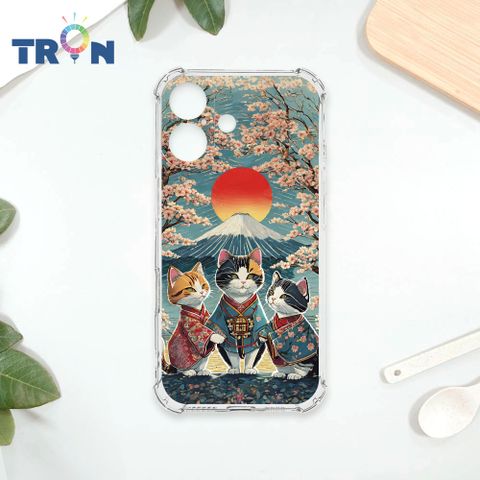 TRON iPhone 16 日系富士山櫻花貓咪系列 四角防摔殼 手機殼