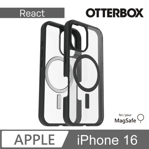 【OtterBox】iPhone 16 6.1吋 React 輕透防摔殼-黑透(支援MagSafe)