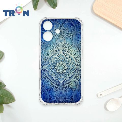 TRON IPhone 16 藍色漸層印度Henna幸運祝福圖騰 四角防摔殼 手機殼