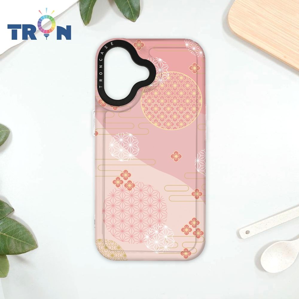  TRON iPhone 16 日系和風圓點散花系列 太空殼 透白款 手機殼