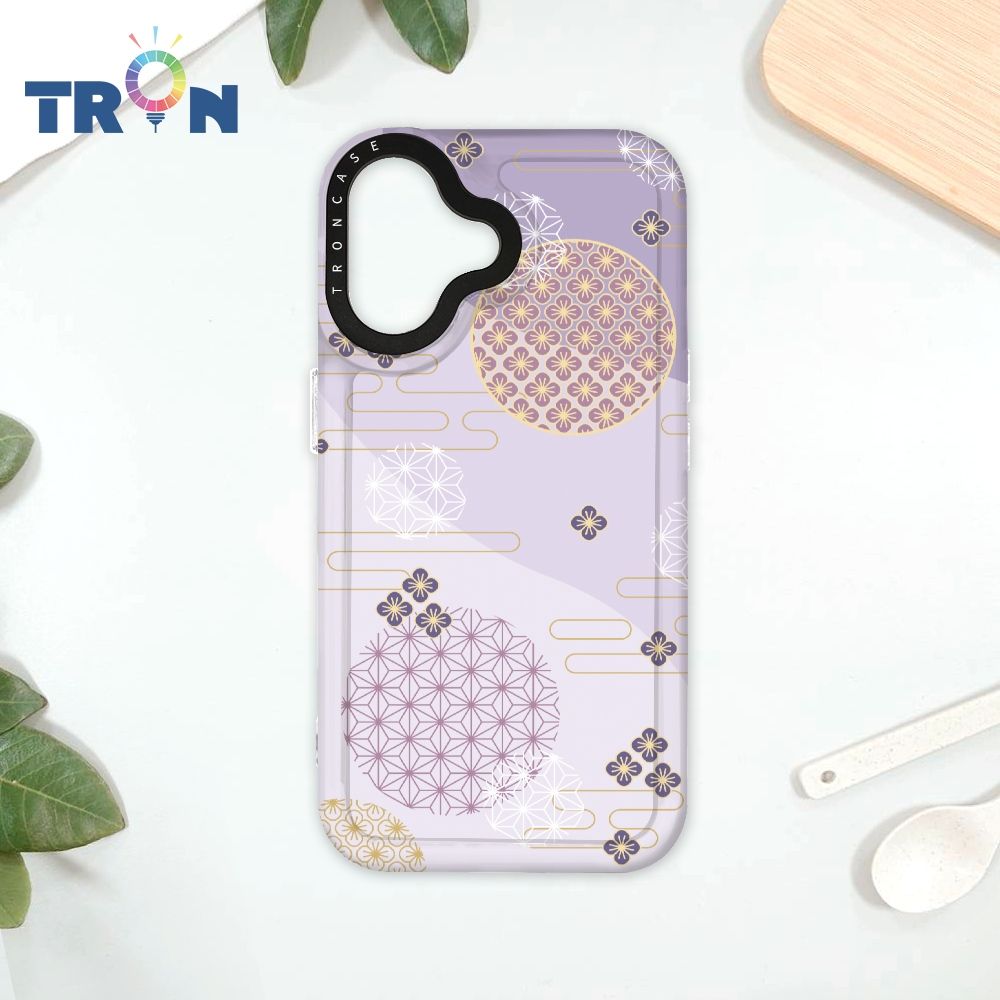  TRON iPhone 16 日系和風圓點散花系列 太空殼 透白款 手機殼