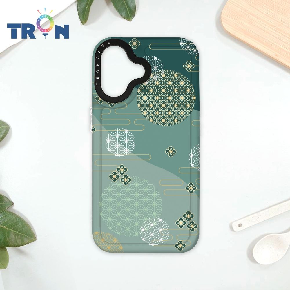  TRON iPhone 16 日系和風圓點散花系列 太空殼 透白款 手機殼