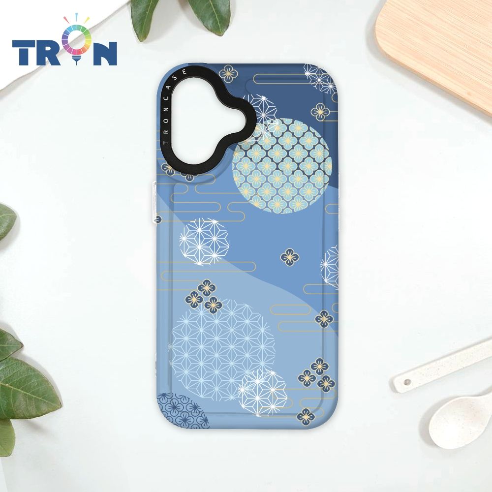  TRON iPhone 16 日系和風圓點散花系列 太空殼 透白款 手機殼