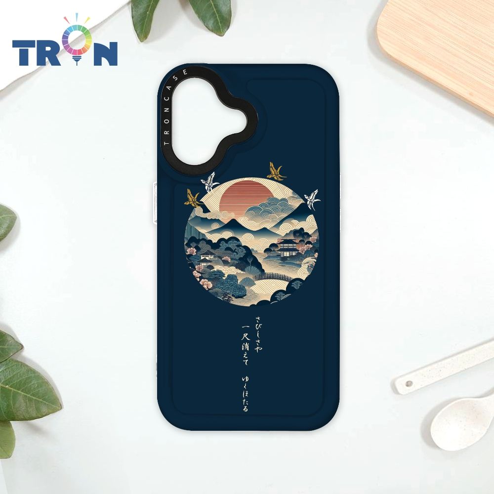  TRON iPhone 16 圓形復古山水畫系列 太空殼 透白款 手機殼