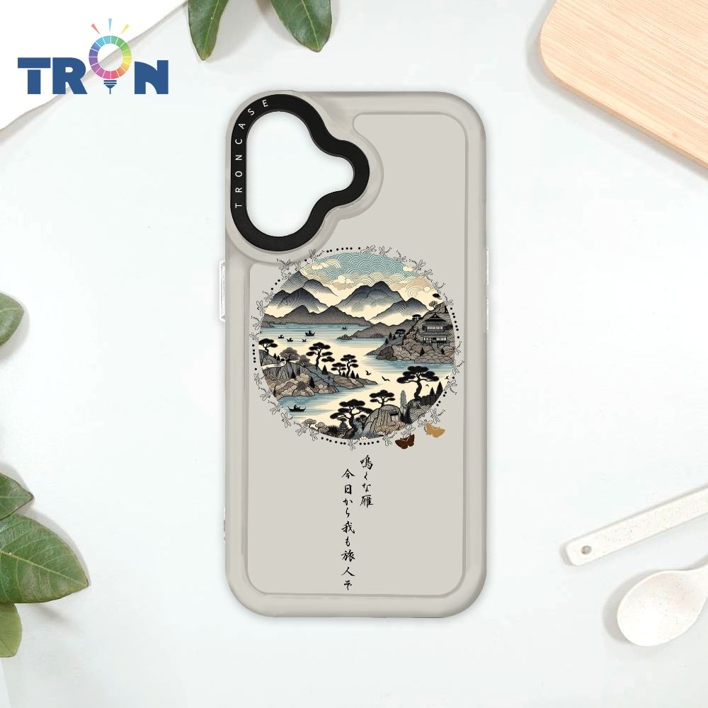  TRON iPhone 16 圓形復古山水畫系列 太空殼 透白款 手機殼