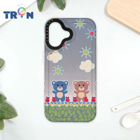 TRON iPhone 16 小熊與花系列 太空殼 透白款 手機殼