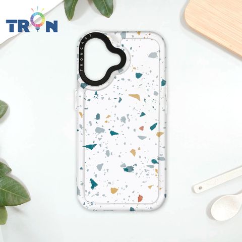 TRON iPhone 16 彩色幾何小磨石子A款 太空殼 透白款 手機殼