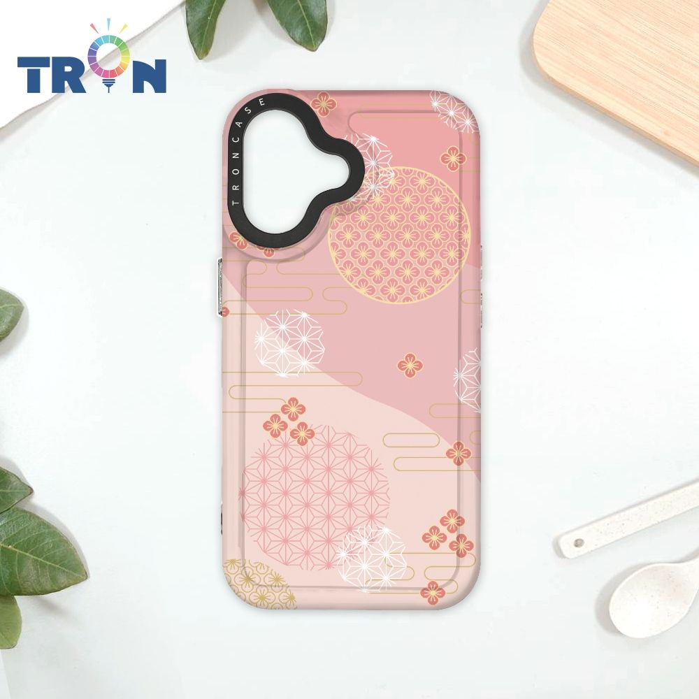  TRON IPhone 16 日系和風圓點散花系列 太空殼 透黑款 手機殼