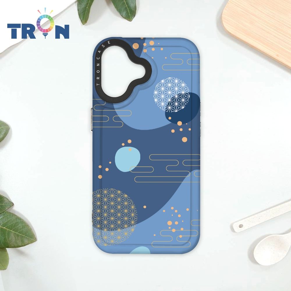  TRON IPhone 16 日系和風圓點流雲系列 太空殼 透黑款 手機殼