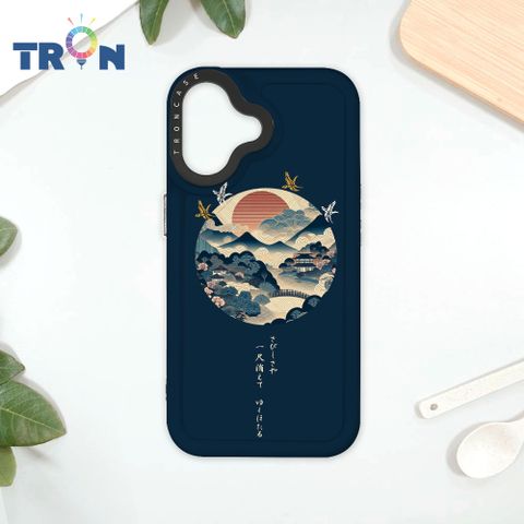 TRON IPhone 16 圓形復古山水畫系列 太空殼 透黑款 手機殼