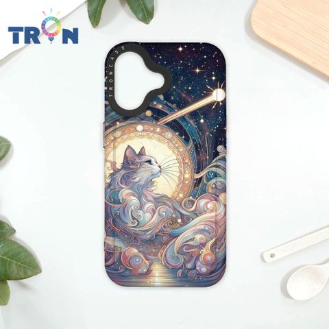 TRON IPhone 16 夏夜流星與貓 太空殼 透黑款 手機殼