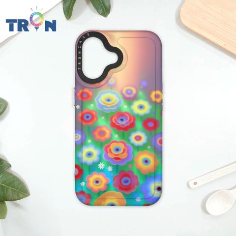 TRON IPhone 16 炫彩花朵 太空殼 透黑款 手機殼