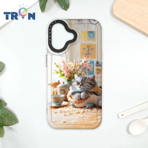 TRON IPhone 16 貓咪下午茶系列 太空殼 透黑款 手機殼