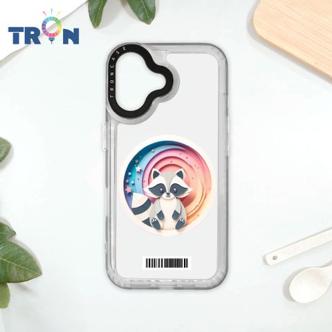 TRON iPhone 16 可愛紙雕浣熊  載具 太空殼 透白款 手機殼