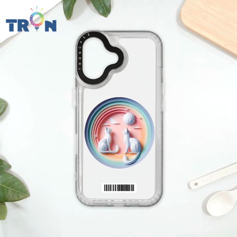 TRON iPhone 16 可愛紙雕貓咪  載具 太空殼 透白款 手機殼