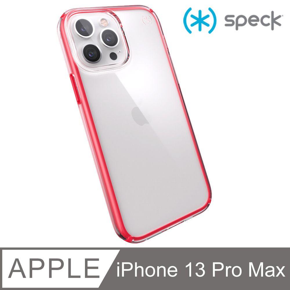 Speck  iPhone 13 Pro Max (6.7吋) Presidio Perfect-Clear Geo 透明防摔殼-紅框