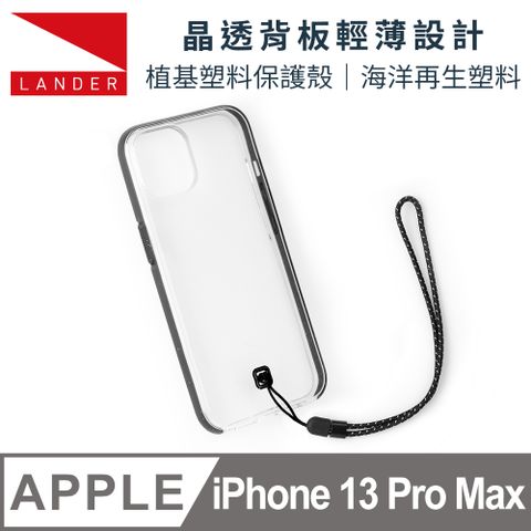 美國旅行者 美國  iPhone 13 Pro Max Glacier 冰石環保防摔殼 - 透明/黑 (附手繩)